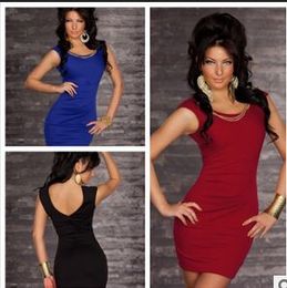 Red black blue Polyester Fibre Sexy lingerie, size M XL XXL Women none Sleeves clubwear dress Mini Dress