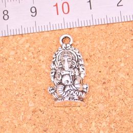 55pcs Antique Silver Plated elephant buddha Charms Pendants for European Bracelet Jewellery Making DIY Handmade 26*14mm