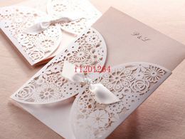 500pcs Fedex DHL Free Shipping Blank Romantic White Wedding Party Invitation Card Envelope Delicate Carved Flowers