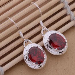 Fashion (Jewelry Manufacturer) 20 pcs a lot Burgundy drill earrings 925 sterling silver Jewellery factory Fashion Shine Earrings