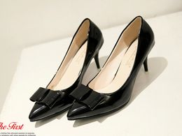 pico 35 Rojo Zapatos tacones OL de spike estilo estilo La negro pintura mujer punta cabeza zapato 38 altos púrpura verde Escudo bowknot nuevo 2016 de BwEZqSq