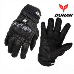 DUHAN Motorcycle leather gloves Male full finger gloves Off-road racing gloves carbon fiber Motorbike gloves Drop resistance M L X250M