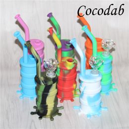 Wholesale Hookahs Mini Silicone Rigs Dab Jar Bongs Water pipe Oil Drum Rig Silicon bubblers free DHL