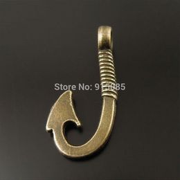 10pcs Fish Hook Charms bronze tone Hook Charm pendants Hope Charm 35x23mm