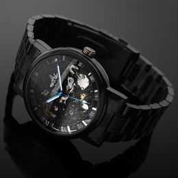 2022 Winner brand Men skeleton Mechanical automatic Watches Steam Punk Black Watch Male Clock Watch