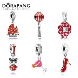 DORAPANG 925 Sterling Silver Red sailboat festive Fuwa Pearl Charms Pendant collocation Bracelet DIY bracelet Factory wholesale