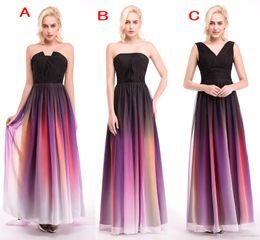 2022 Elie Saab Ombre Strapless Prom Dresses New 3 Styles Pleats Evening Gowns Chiffon Formal Dress For Cheap Bridesmaid Occasion Dress