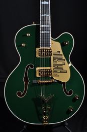 G6136I BONO Irish Falcon Soul Green Hollow Body Jazz Electric Guitar Gold Sparkle Binding, GoalSoul Pickguard, Double F Holes,