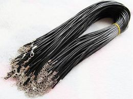 Top Sales Cheap Black Wax Leather Snake Necklace Beading Cord String Rope Wire 45cm Extender Chain with Lobster Clasp DIY jewelry Accessorie