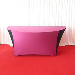 6FT Round Half Moon Purple & Black Color Spandex Table Cloth 2PCS With Free Shipping