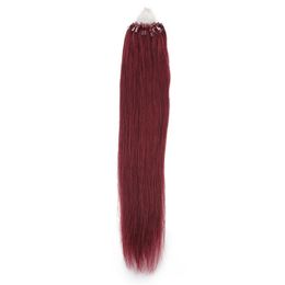 Wholesale --5A 14"- 24"1g/s 100g/pack 99j# burgundy Indian Remy Human Loop Hair Micro Ring Hair Extensions dhl free shpping
