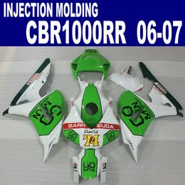 Injection Moulding ABS bodykits for HONDA fairings CBR1000RR 2006 2007 green white GO fairing kit CBR 1000 RR 06 07 VV38