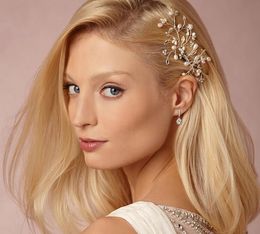 Gelin Saç Aksesuarları Tiaras Saç Pins Lady's Doğal İnciler Fascinators Gelin Düğün Çiçek 2021 Kristal Kafa Saç Klip Pimleri