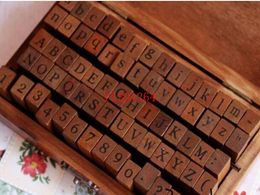 Free shipping 2015 Hot Number Letter Alphabet Wood stamp Set With Wooden Box Uppercase Lowercase Both have, 80sets/lot