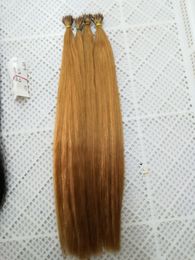 ELIBESS Hair Pre-bonded Hair Extension Nano Ring Virgin Human Hair 1g/s 100s /lot #27 #613 #60 Light Blonde Colour Hairs