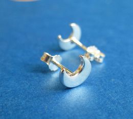 30Pair Gold Silver Cute Crescent Moon Stud Earrings Simple Tiny Half Moon Earrings Jewellery for Women