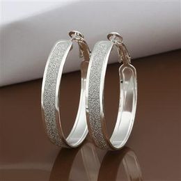 2017 hot selling 4cm*6mm Exaggerated Circle 925 Sterling Silver Jewelry Earings Charming women/girls Ear hoop Earrings 10pairs/lot