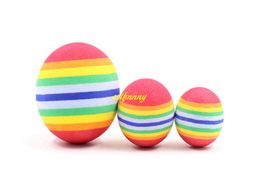 50pcs/lot FreeShiping 3.5cm 4.3cm 6.3cm Puppy Pet Dog Toys Ball Dogs Squeak Toys Pet Ball Rainbow Colour Chew Toys