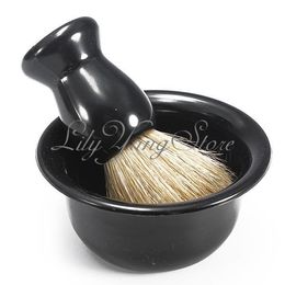-Men 4 In 1 Chrome Bowl Brush Soap Dish Stand Shaving Razor Beard Clean Kit Set