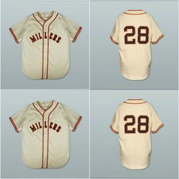 Baseball Jerseys Millers Home Baseball Jersey 28 Willie Mays Minneapolis High Quality Fashion Full Buttons Casual Baseball Shirts