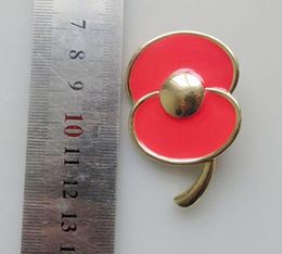 2 Inch Gold Tone Hot Pink Emeral Remembrance Day Gifts Poppy Flower Brooch Badge UK Pins
