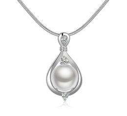 Fashion 2015 New Women Design pearl necklace Silver Plated necklaces for women christmas gift Wedding Jewelry EH191