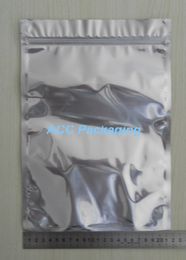 DHL 22*31cm (8.7*12.2") Silver Aluminum Foil / Clear Reclosable Zipper Plastic Retail Package Bag Zipper Lock Bag Packaging