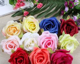 Silk Blommor Partihandel Rose Heads Konstgjorda Blommor Rose Plastblommor Fake Flowers Head Högkvalitativ Silk Blommor Gratis Frakt WF001