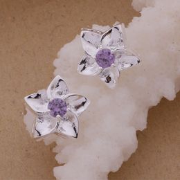 Fashion (Jewelry Manufacturer) 40 pcs a lot Redbud with diamond ear stud earrings 925 sterling silver jewelry factory Fashion Shine Earrings