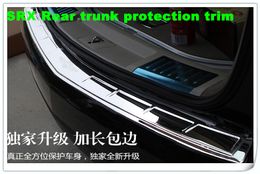 High quality stainess steel car rear bumper decorative plate rear trunk protective plate guard bar with logo for Cadillac SRX 2010286e