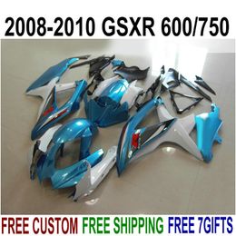 Plastic fairing kit for SUZUKI GSXR750 GSXR600 2008 2009 2010 K8 black white green fairings set K9 GSXR 600 750 08-10 TA76