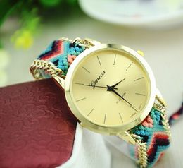 International Geneva Watches Fashion Handmade Rope Bracelet Women Watch Hand-Woven Wristwatch Ladies Quarzt Clock for Boy girl gift