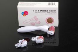 3in1 Kit Derma Roller stainless steel MicroNeedle 180/600/1200 Needles Skin Care for Body and Face