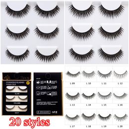 20 Styles Mink False Eyelashes 3D Cross Thick False Eye Lashes Extension 3 pairs/box Eye Makeup Super Natural Long Handmade Fake Eyelashes