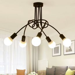 American industry style E27 iron pipe bending art chandelier restaurant bedroom bar office lighting chandeliers free shipping