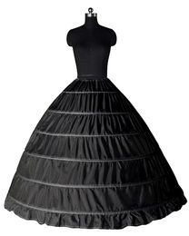 Branco Vestido de Bola Preto 6 Hoops Padtooat Counter Slip Crinoline Burnal Underskirt Slip 6 Hoop Saia Crinolina para Quinceanera Vestido CPA206