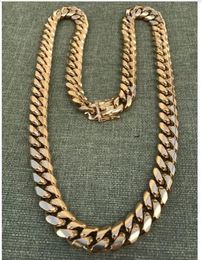 Grams Mens Miami Cuban 14mm Necklace 14k Gold Finish Chain 30/" Inch Heavy 290
