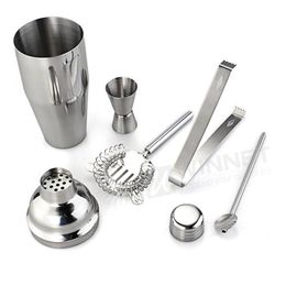 Wholesale-Set 5 Stainless Steel Cocktail 750ml Shaker Jigger Mixer Ice Strainer Clip Spoon