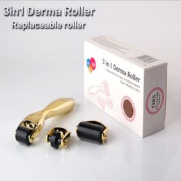 3 in 1 derma roller,3 separate roller heads of different needle count 180c/600c/1200c micro needle skin roller