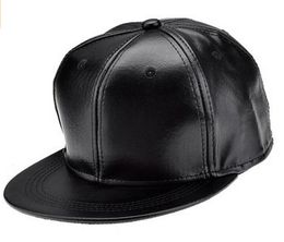 PU Leather Baseball Cap Sport Hats Black Snapback 10pcs/lot Free Shipping