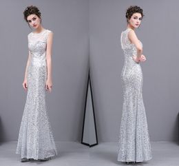 Customize Bridesmaid Dress African Traditional Selling Silver Sequined Sleeveless T-shirt Mermaid Halter Dress Neat Arabic Wedding Dresses HY0002