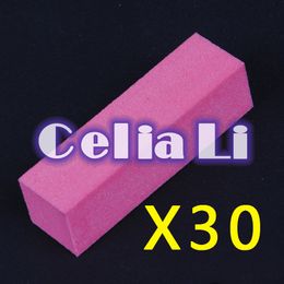 Wholesale-New 30 pcs Pink Buffer Buffing Sanding Block File Acrylic Nail Art UV gel art tips 1126