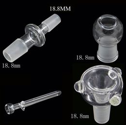 In Stock! 18.8MM-18.8MM glass nail,bowl, dome and adapter a whole set for glass bong glass pipe