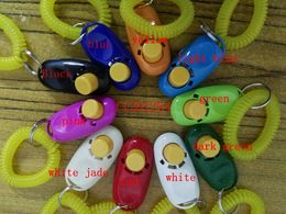 100pcs/lot DHL Fedex Free Shipping Wholesale clickers pet dog cat horse bird click obedience clicker Training Trainer with strap