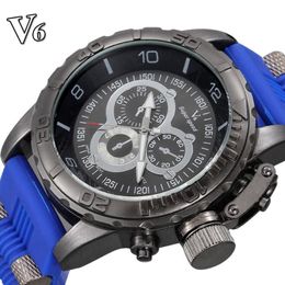 men watch 2023 V6 Super Speed Silicone Quartz 3D surface Male Hour Clock Analogue Military Big Dial Sport Man Watch220Z