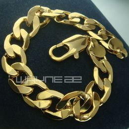 18ct yellow Gold Filled rings curb chain mens solid bracelet bangle Jewellery B149