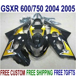 ABS Fairing kit for SUZUKI GSXR 600 GSXR 750 2004 2005 K4 GSXR600/750 04 05 black golden motorcycle fairings set U29J