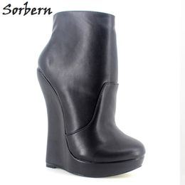 Sorbern Custom Boots Fetish Stallion Horse Hoof Sole Ankle Boots With Zip BDSM Platform Rock Star Night Club Goth Punk Hi Heel Boot