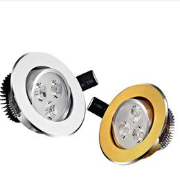 Dimmable Led ceiling light 9W 110-240V LED spot downlight black gold shell with led driver