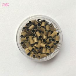 -Cierre fácilmente el micro anillo de cobre 1000pcs 3.2 * 2.8 * 3.8 Mini bloqueos rectos Micro de cuentas de tubo de cobre para aplicar el cabello.